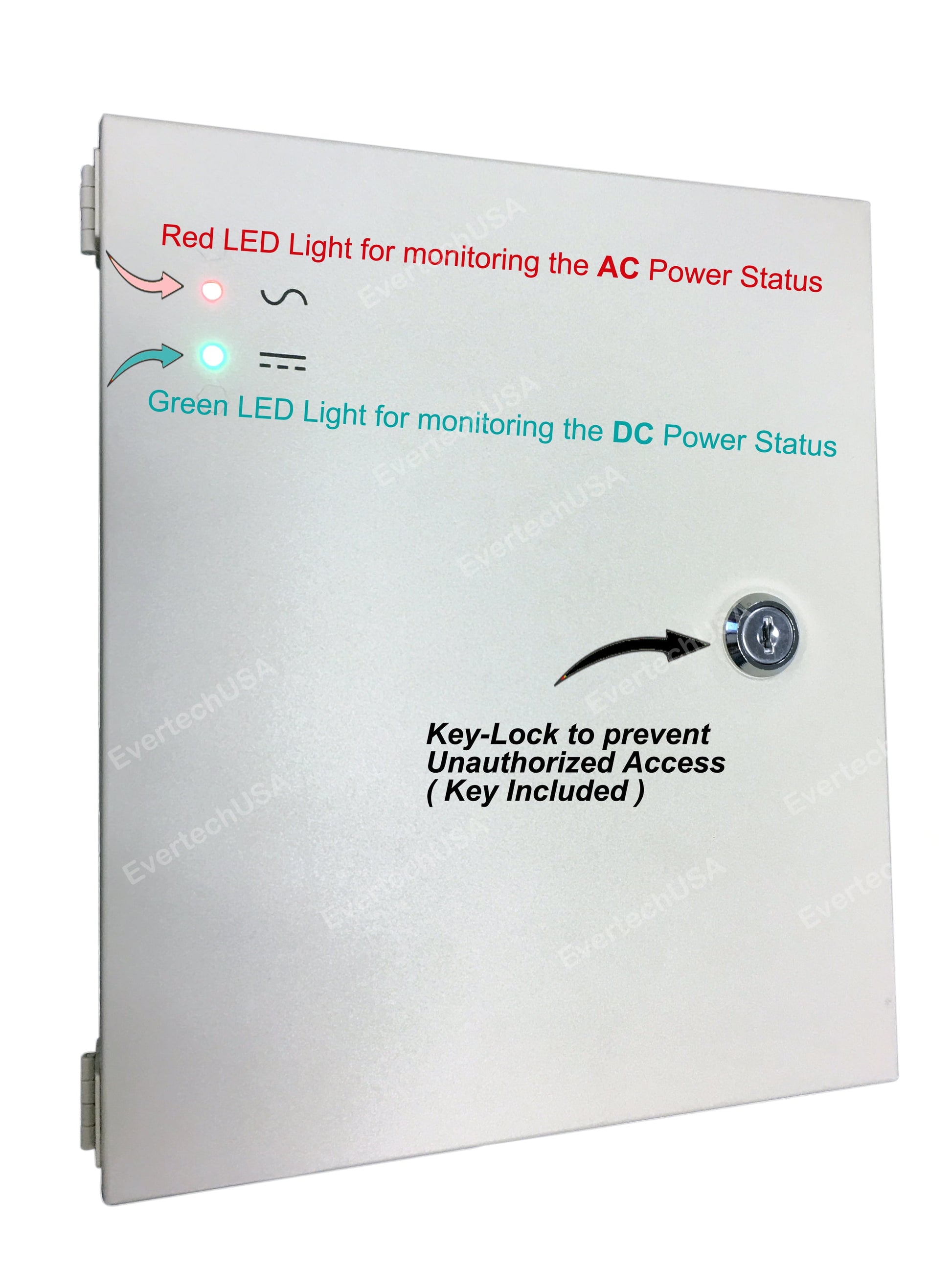 16 Channel DC 12V 10A CCTV Distributed Power Supply Box with DC Male Power Conenctors for Security Cameras and DVR