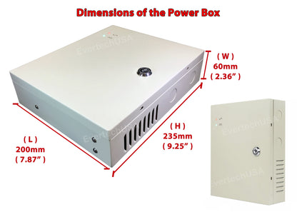 16 Channel DC 12V 10A CCTV Distributed Power Supply Box with DC Male Power Conenctors for Security Cameras and DVR