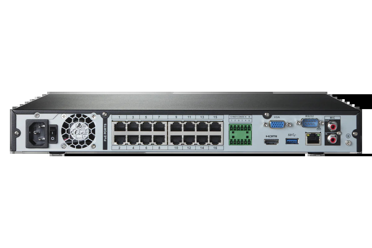 Lorex 4K (16 Camera Capable) 4TB Wired NVR System with Nocturnal 3 Smart IP Dome Cameras with Listen-In Audio and Motorized Varifocal Lenses