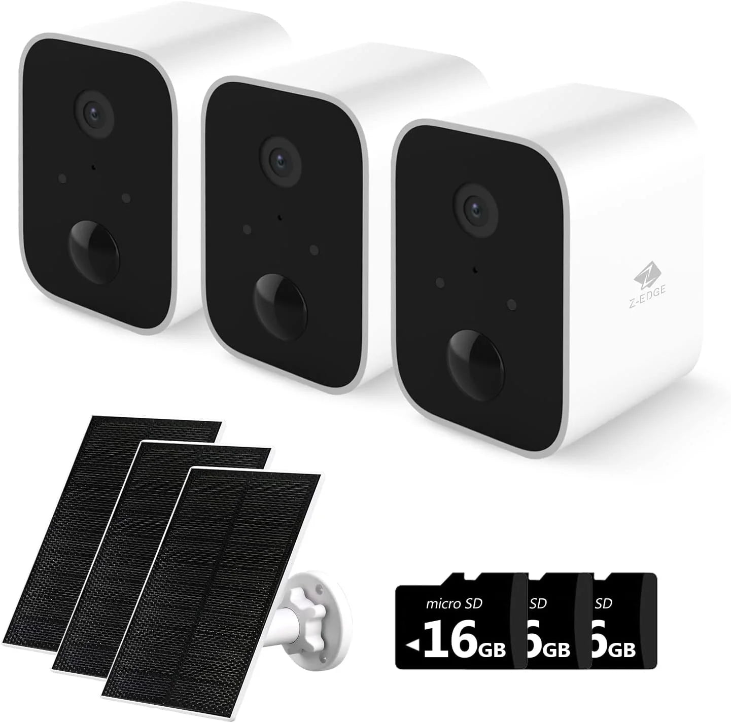 Security Cameras Wireless Outdoor with Solar Panel Cameras for Home Security, 1080P, Home Camera with Night Vision, 3 Pack, White, SW03