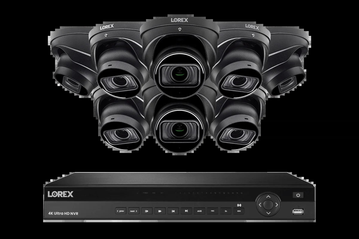 Lorex 4K (16 Camera Capable) 4TB Wired NVR System with Nocturnal 3 Smart IP Dome Cameras with Listen-In Audio and Motorized Varifocal Lenses