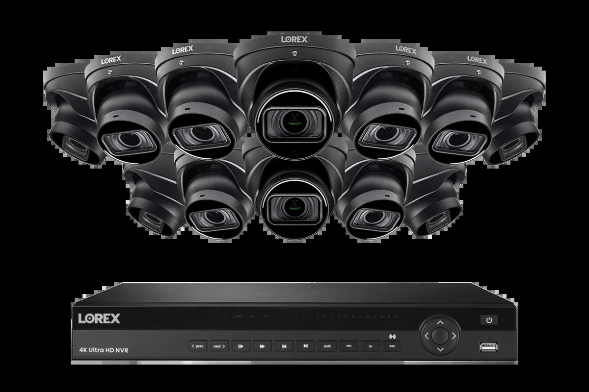 Lorex 4K (16 Camera Capable) 4TB Wired NVR System with Nocturnal 3 Smart IP Dome Cameras with Listen-In Audio and Motorized Varifocal Lenses