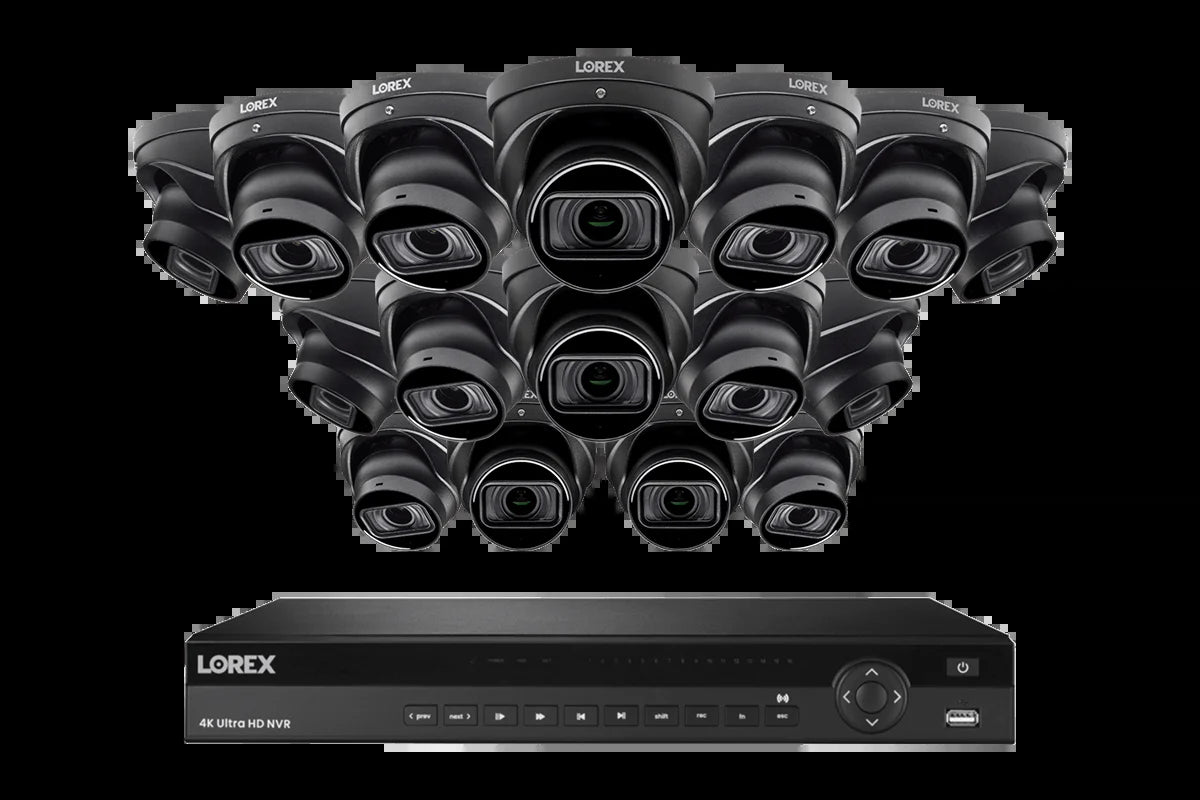 Lorex 4K (16 Camera Capable) 4TB Wired NVR System with Nocturnal 3 Smart IP Dome Cameras with Listen-In Audio and Motorized Varifocal Lenses