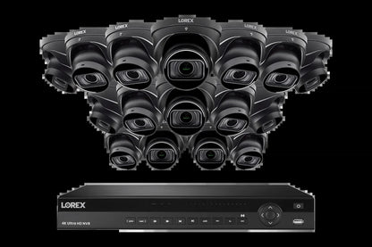 Lorex 4K (16 Camera Capable) 4TB Wired NVR System with Nocturnal 3 Smart IP Dome Cameras with Listen-In Audio and Motorized Varifocal Lenses