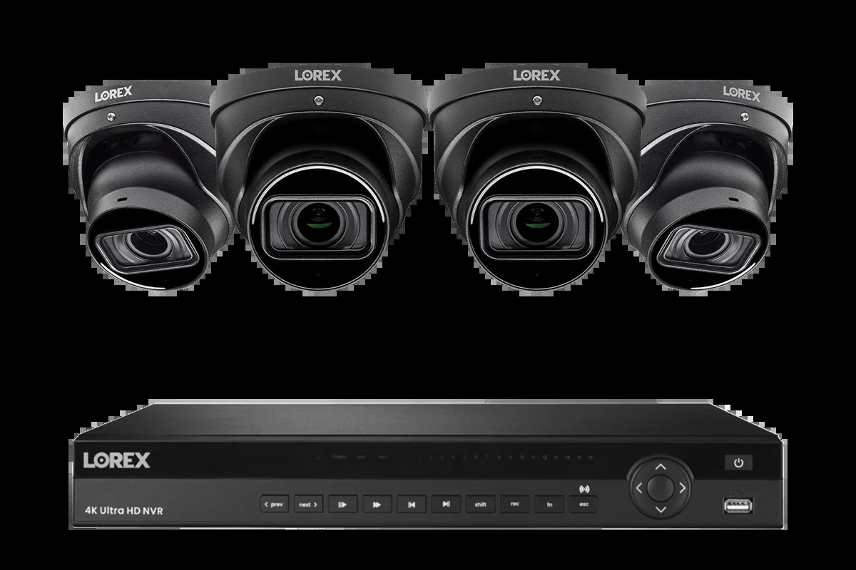 Lorex 4K (16 Camera Capable) 4TB Wired NVR System with Nocturnal 3 Smart IP Dome Cameras with Listen-In Audio and Motorized Varifocal Lenses
