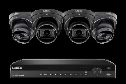Lorex 4K (16 Camera Capable) 4TB Wired NVR System with Nocturnal 3 Smart IP Dome Cameras with Listen-In Audio and Motorized Varifocal Lenses