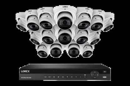 Lorex 4K (16 Camera Capable) 4TB Wired NVR System with Nocturnal 3 Smart IP Dome Cameras with Listen-In Audio and Motorized Varifocal Lenses