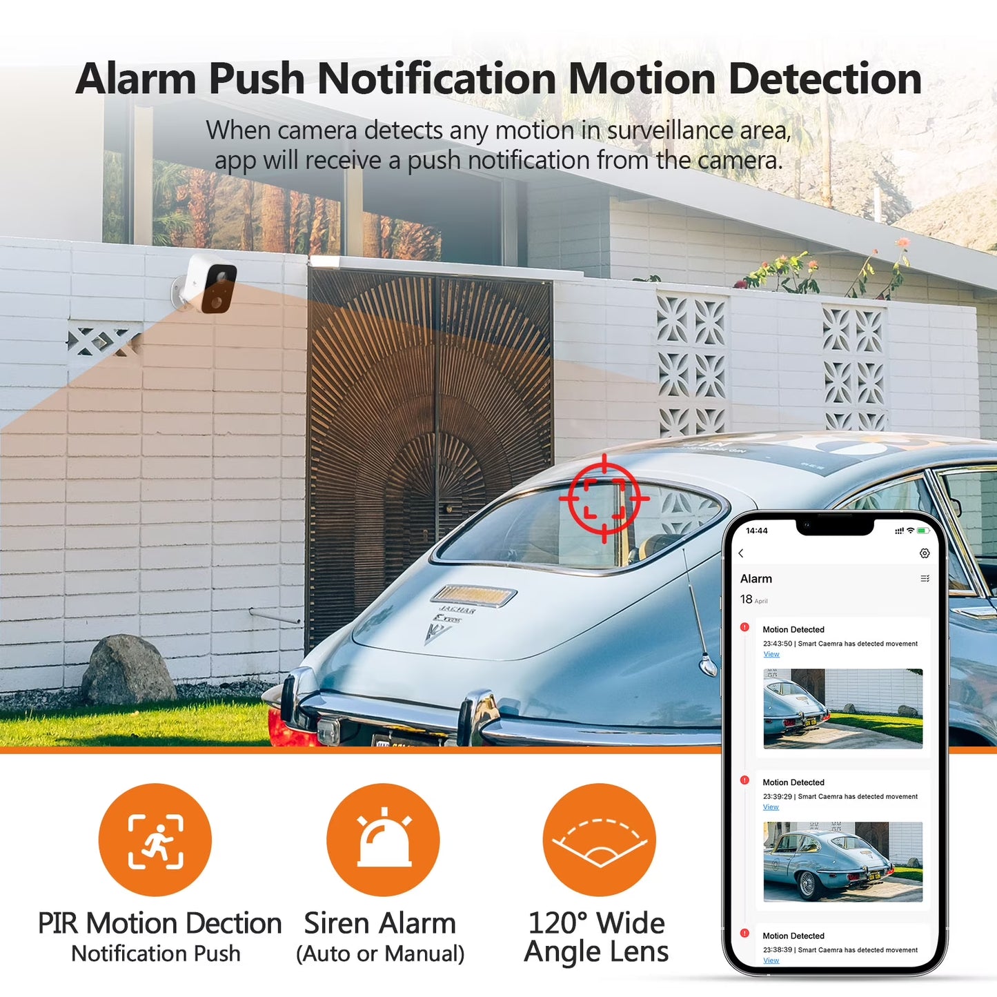Security Cameras Wireless Outdoor with Solar Panel Cameras for Home Security, 1080P, Home Camera with Night Vision, 3 Pack, White, SW03