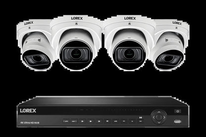 Lorex 4K (16 Camera Capable) 4TB Wired NVR System with Nocturnal 3 Smart IP Dome Cameras with Listen-In Audio and Motorized Varifocal Lenses