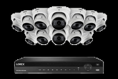Lorex 4K (16 Camera Capable) 4TB Wired NVR System with Nocturnal 3 Smart IP Dome Cameras with Listen-In Audio and Motorized Varifocal Lenses